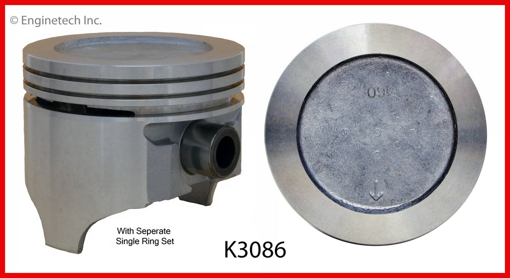 Enginetech K3086(8)030 Engine Piston Kit with Full Ring Stack for Oldsmobile 442 and 98 Models