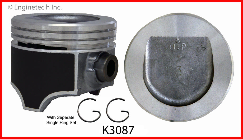 Enginetech K3087(8)P040 Engine Piston Kit with Separate Full Ring Stack for Buick Electra and LeSabre