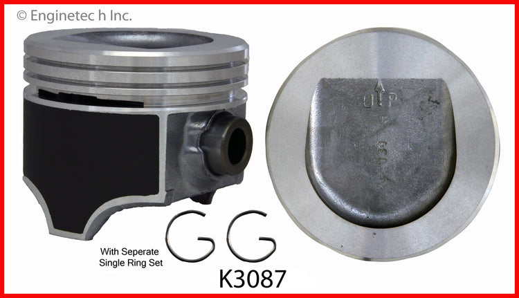Enginetech K3087(8)P040 Engine Piston Kit with Separate Full Ring Stack for Buick Electra and LeSabre