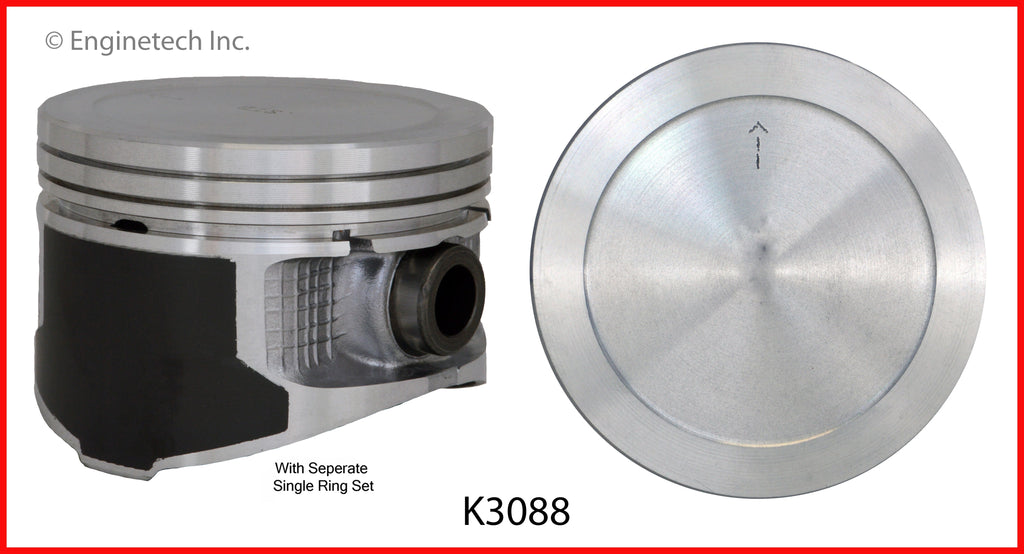 Enginetech K3088(4)P.50 Engine Piston Kit with Full Ring Stack for Dodge Neon and Chrysler Cirrus