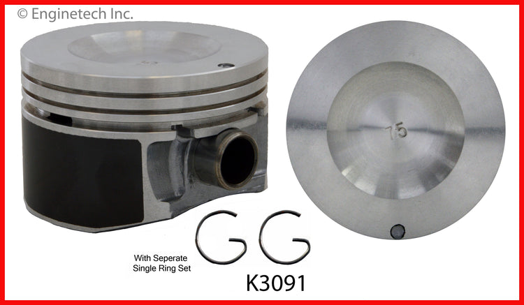 Enginetech K3091(4)P.75 Engine Piston Kit with Full Ring Stack for Saturn Models