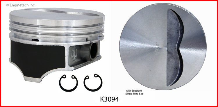 Enginetech K3094(8)P030 Engine Piston Kit with Full Ring Stack Options
