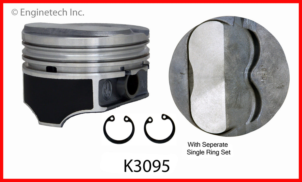 Enginetech K3095(8)030 Engine Piston Kit with Separate Full Ring Stack