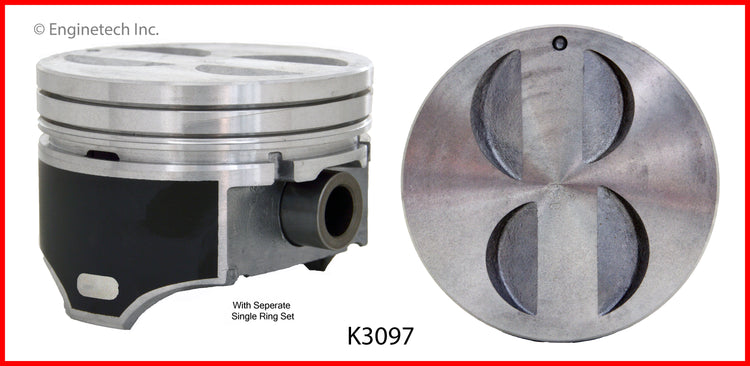 Enginetech K3097(8)PSTD Engine Piston Kit with Full Ring Stack for Ford Vehicles