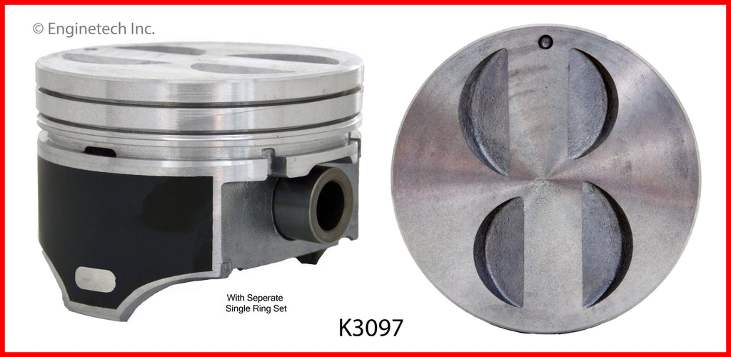 Enginetech K3097(8)P040 Engine Piston Kit with Separate Full Ring Stack for Ford Vehicles