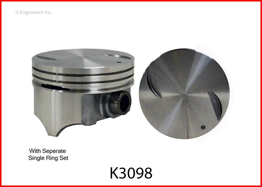 Enginetech K3098(8)P060 Engine Piston Kit with Separate Full Ring Stack for Chevrolet C2500 and C3500