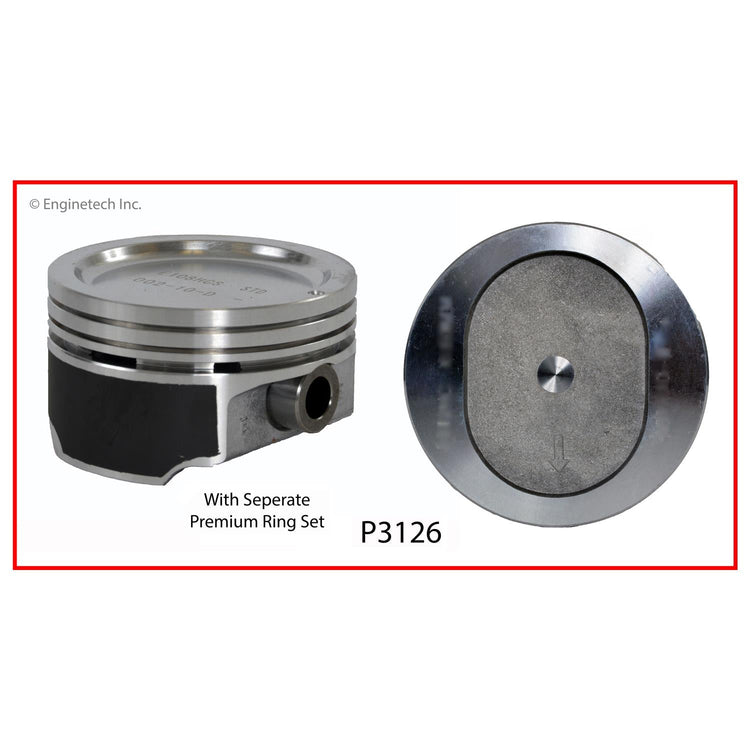 Enginetech K3126(4)PSTD Engine Piston Kit with Separate Full Ring Stack for Buick and Chevrolet Models