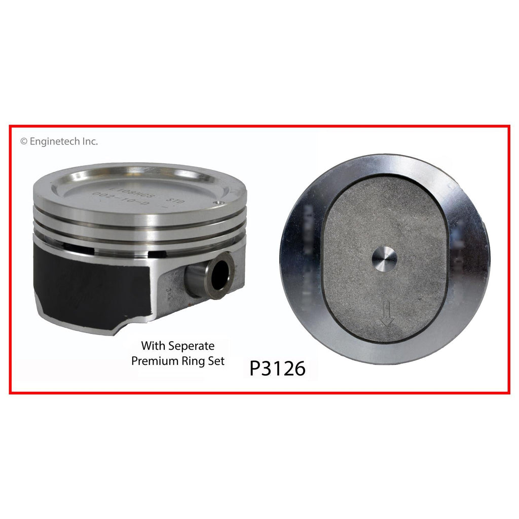 Enginetech K3126(4)P.50 Engine Piston Kit with Separate Full Ring Stack for Buick and Chevrolet Models