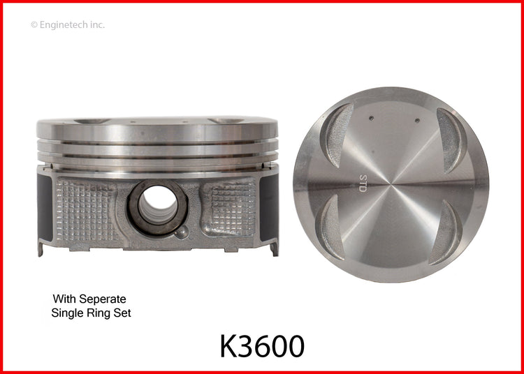 Enginetech K3600(6)PSTD Engine Piston Kit with Full Ring Stack for Subaru 2012-2015