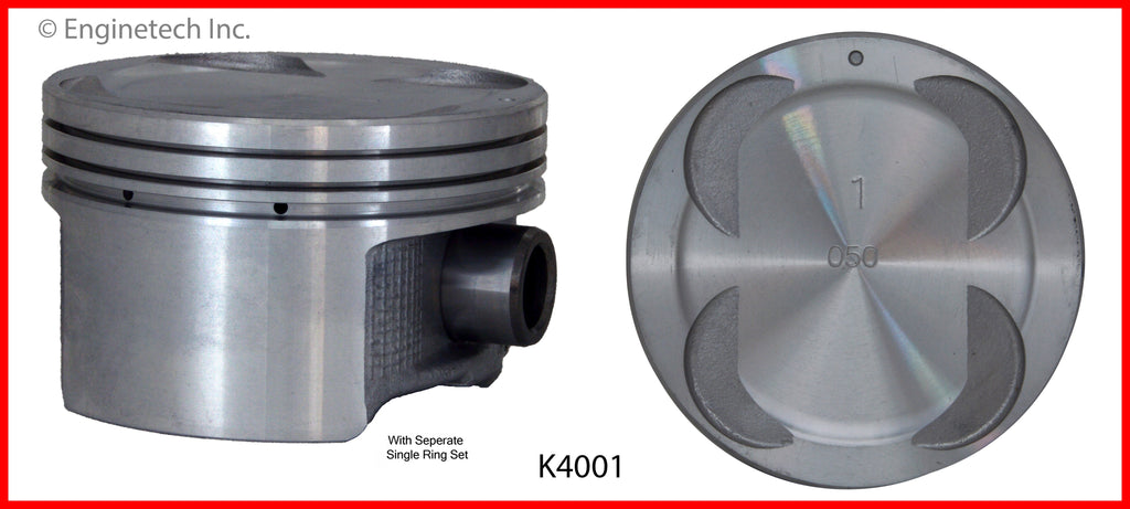 Enginetech K4001(6)P.50 Engine Piston Kit with Full Ring Stack for Isuzu Vehicles