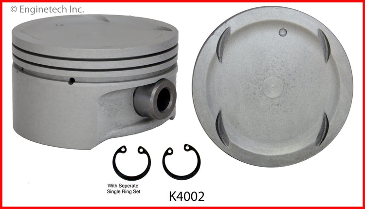 Enginetech K4002(6)PSTD Engine Piston Kit with Separate Full Ring Stack for Hyundai and Kia Models