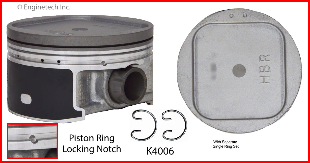 Enginetech K4006(4)P.50 Engine Piston Kit with Full Ring Stack for Subaru and Saab Vehicles