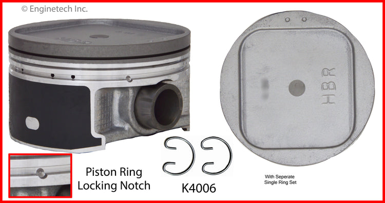 Enginetech K4006(4)P.50 Engine Piston Kit with Full Ring Stack for Subaru and Saab Vehicles