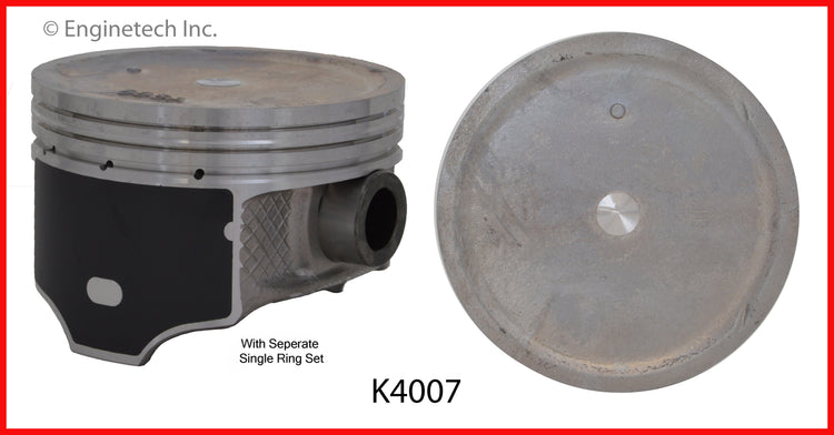 Enginetech K4007(4)PSTD Engine Piston Kit with Separate Full Ring Stack for Mitsubishi Vehicles
