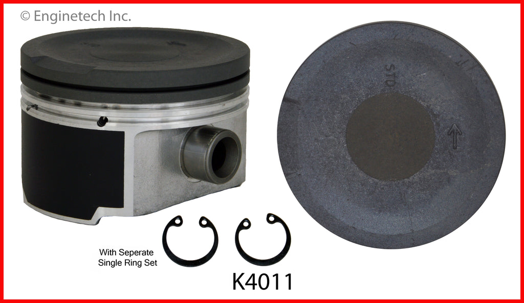 Enginetech K4011(4)P.50 Engine Piston Kit with Separate Full Ring Stack for 2004-2005 Audi and Volkswagen Models