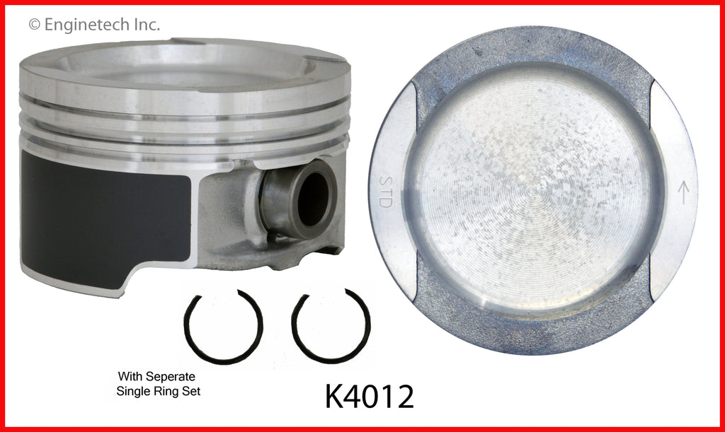 Enginetech K4012(4)PSTD Engine Piston Kit with Separate Full Ring Stack for VW Beetle, Golf, Jetta 1998-2000