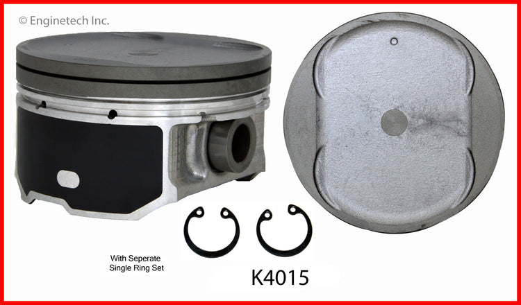 Enginetech K4015(6)PSTD Engine Piston Kit with Separate Full Ring Stack for Nissan and Suzuki 2012-2013 Models