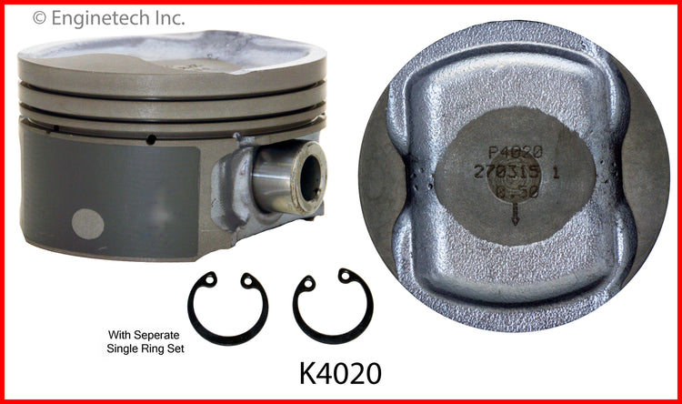 Enginetech K4020(4)P.50 Engine Piston Kit with Full Ring Stack for Nissan Sentra (2012-2011)