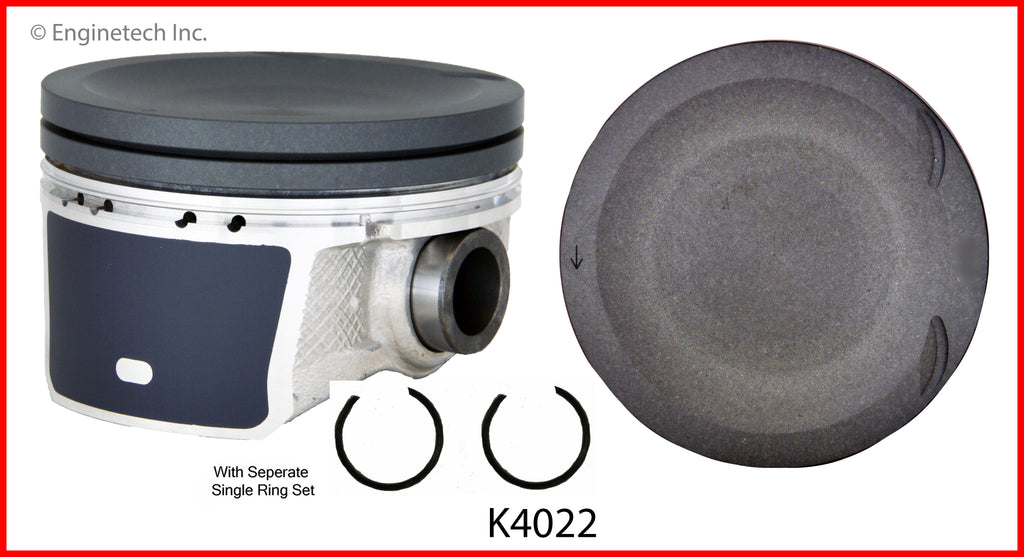 Enginetech K4022(4)P.50 Engine Piston Kit with Separate Full Ring Stack for Mazda Models