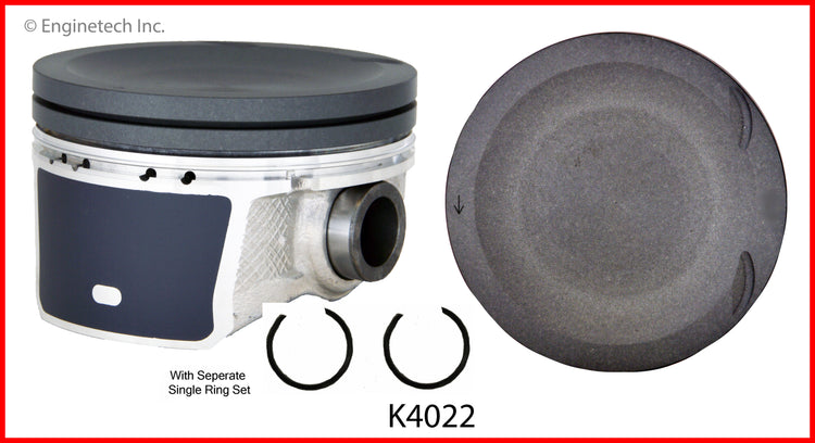 Enginetech K4022(4)P.50 Engine Piston Kit with Separate Full Ring Stack for Mazda Models