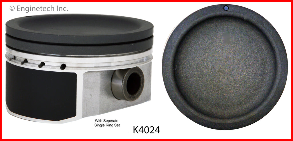 Enginetech K4024(4)PSTD Engine Piston Kit with Separate Full Ring Stack for Suzuki Aerio (2004-2007)