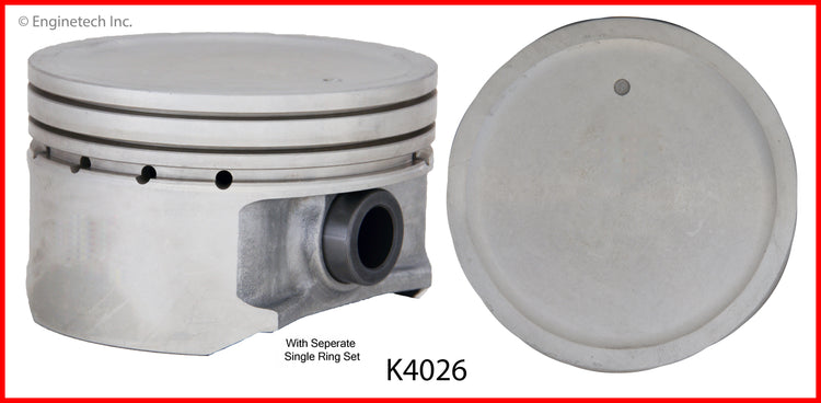 Enginetech K4026(4)PSTD Engine Piston Kit with Full Ring Stack for Mitsubishi Lancer