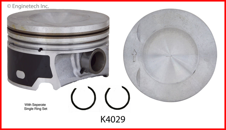 Enginetech K4029(4)PSTD Engine Piston Kit with Separate Full Ring Stack for Audi and Volkswagen Models