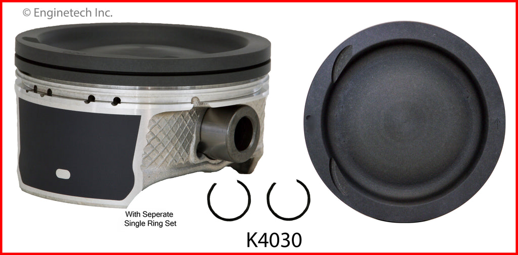 Enginetech K4030(4)P.50 Engine Piston Kit with Separate Full Ring Stack for Mazda and Ford Vehicles