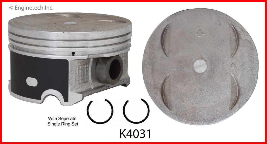Enginetech K4031(6)P.50 Engine Piston Kit with Separate Full Ring Stack for Honda Vehicles