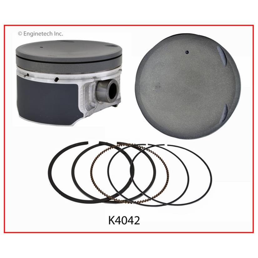 Enginetech K4042(4)STD Engine Piston Kit with Full Ring Stack for Nissan Models