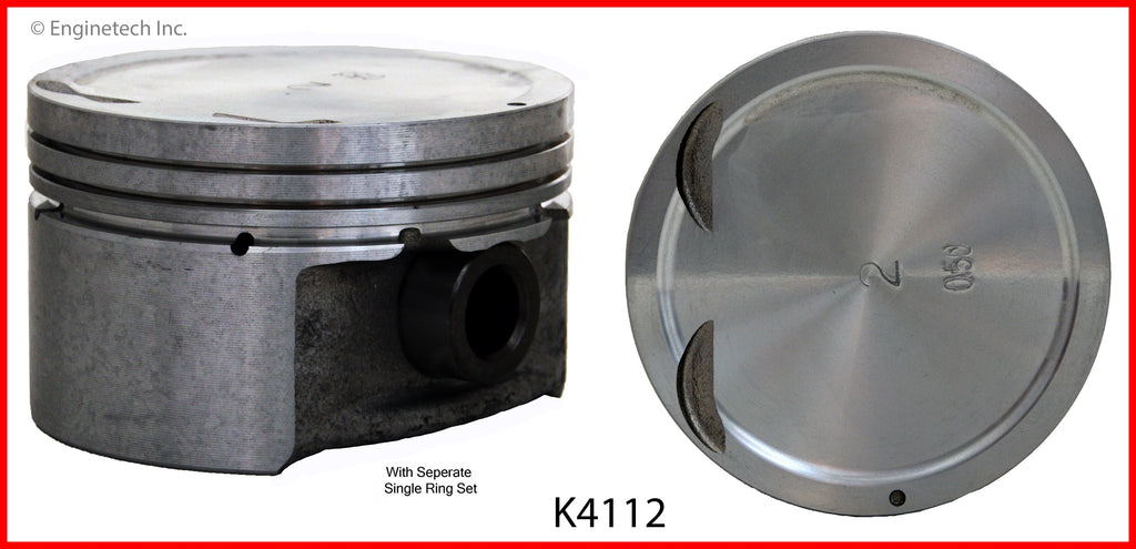 Enginetech K4112(4)PSTD Engine Piston Kit with Separate Full Ring Stack for Kia Rio