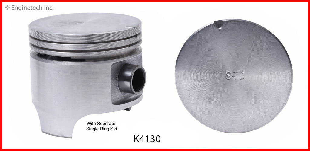 Enginetech K4130(4)P.50 Engine Piston Kit with Separate Full Ring Stack for Mazda and Ford