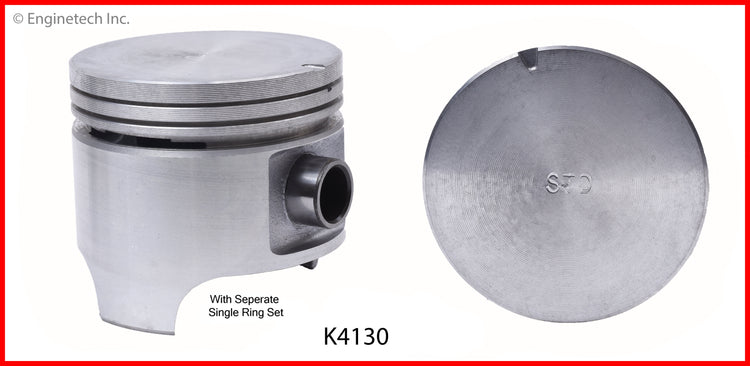 Enginetech K4130(4)PSTD Engine Piston Kit with Separate Full Ring Stack for Mazda and Ford Vehicles