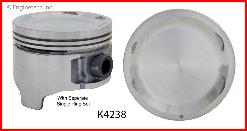 Enginetech K4238(4)PSTD Engine Piston Kit with Separate Full Ring Stack for Nissan D21 and Pathfinder