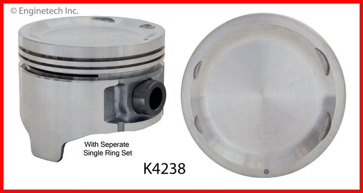 Enginetech K4238(4)PSTD Engine Piston Kit with Separate Full Ring Stack for Nissan D21 and Pathfinder