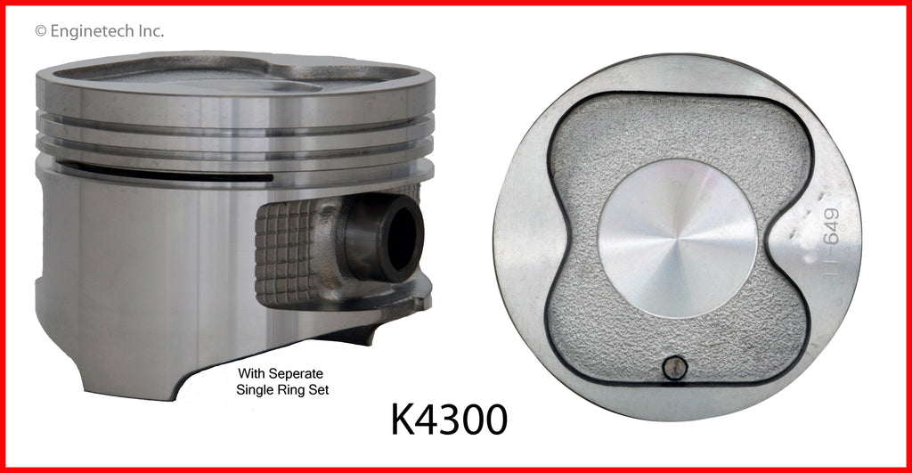 Enginetech K4300(4)PSTD Engine Piston Kit with Full Ring Stack for Toyota and Geo Models