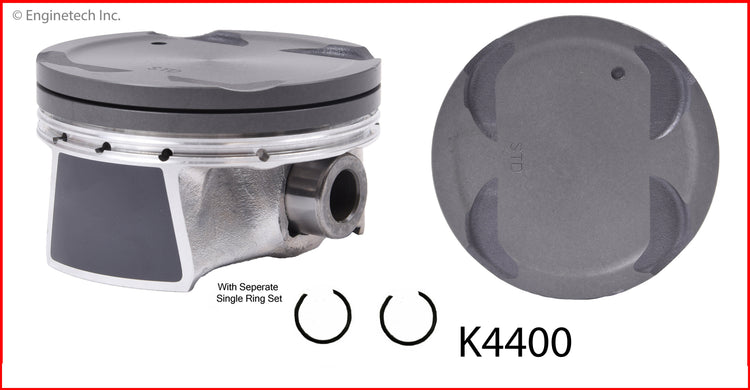 Enginetech K4400(4)P.50 Engine Piston Kit with Full Ring Stack for Hyundai and Kia Models