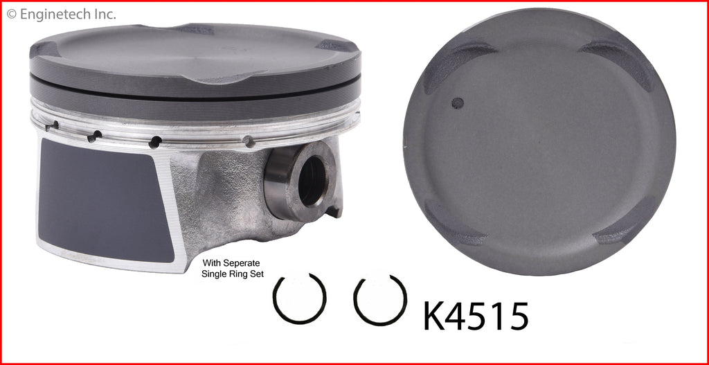 Enginetech K4515(4)P.50 Engine Piston Kit with Separate Full Ring Stack for Kia Soul (2012-2013)
