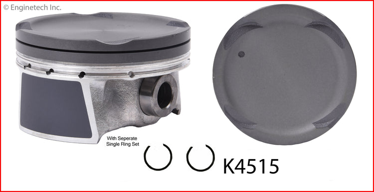 Enginetech K4515(4)P.50 Engine Piston Kit with Separate Full Ring Stack for Kia Soul (2012-2013)