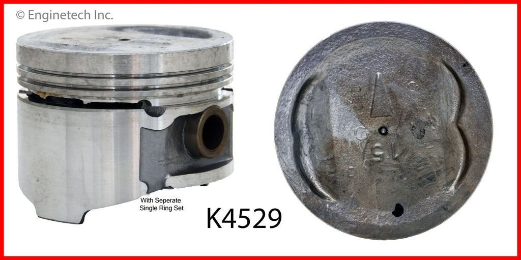Enginetech K4529(4)P.50 Engine Piston Kit with Separate Full Ring Stack for Hyundai, Dodge, Plymouth, and Mitsubishi Models