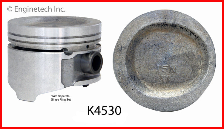 Enginetech K4530(4)P.50 Engine Piston Kit with Full Ring Stack for Hyundai, Dodge, Mitsubishi