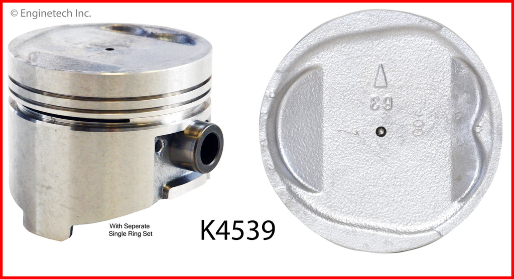 Enginetech K4539(4)PSTD Engine Piston Kit with Separate Full Ring Stack for Dodge and Plymouth Vehicles