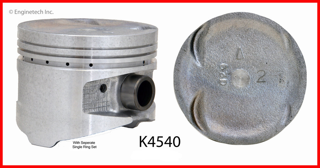 Enginetech K4540(4)PSTD Engine Piston Kit with Separate Full Ring Stack for Mitsubishi Galant