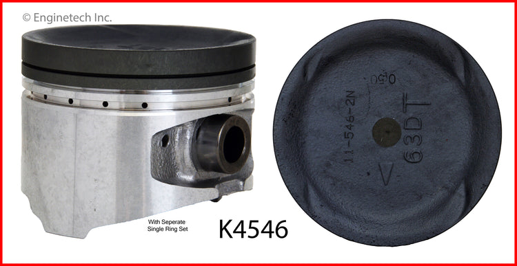 Enginetech K4546(4)PSTD Engine Piston Kit with Separate Full Ring Stack for Mitsubishi and Plymouth Models