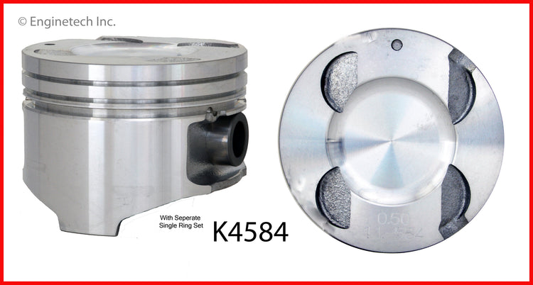 Enginetech K4584(4)PSTD Engine Piston Kit with Separate Full Ring Stack for Mazda Protege