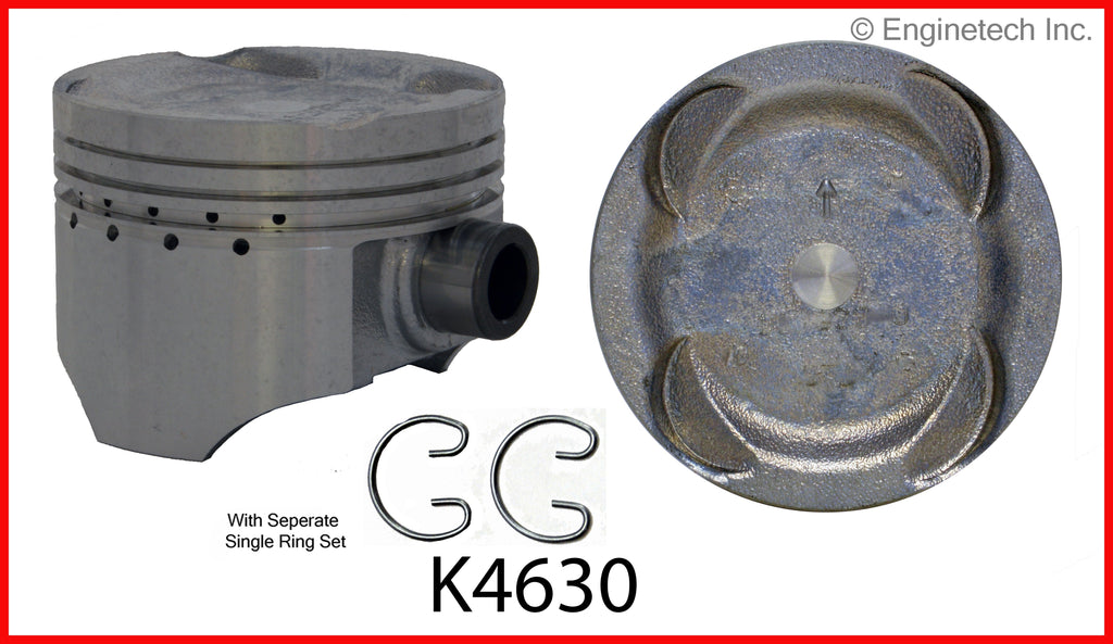 Enginetech K4630(4)PSTD Engine Piston Kit with Separate Full Ring Stack for Suzuki Sidekick and Chevrolet Tracker