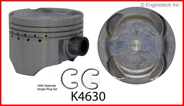 Enginetech K4630(4)PSTD Engine Piston Kit with Separate Full Ring Stack for Suzuki Sidekick and Chevrolet Tracker