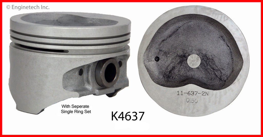 Enginetech K4637(4)P.50 Engine Piston Kit with Full Ring Stack for Toyota Van (1986-1989)