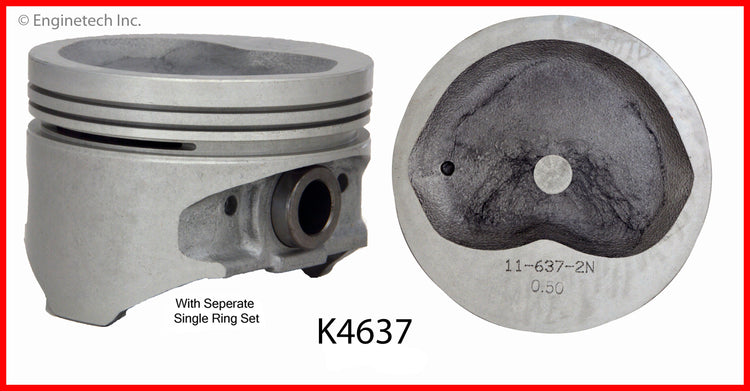 Enginetech K4637(4)P.50 Engine Piston Kit with Full Ring Stack for Toyota Van (1986-1989)