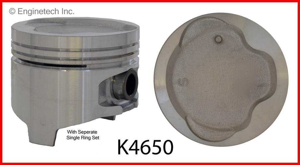 Enginetech K4650(4)PSTD Engine Piston Kit with Full Ring Stack for Toyota Tercel (1987-1994)